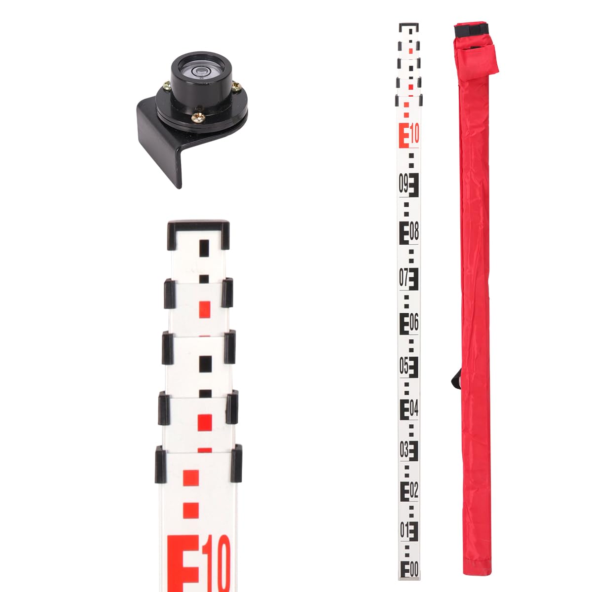Mountlaser 5m Professional Aluminium Leveling Rod, Single-Sided Metric Scale with Height Measurement