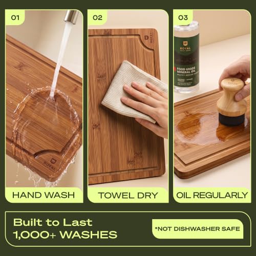 ROYAL CRAFT WOOD Wooden Cutting Boards for Kitchen Appliances Non Toxic Bamboo Board Set - image 6