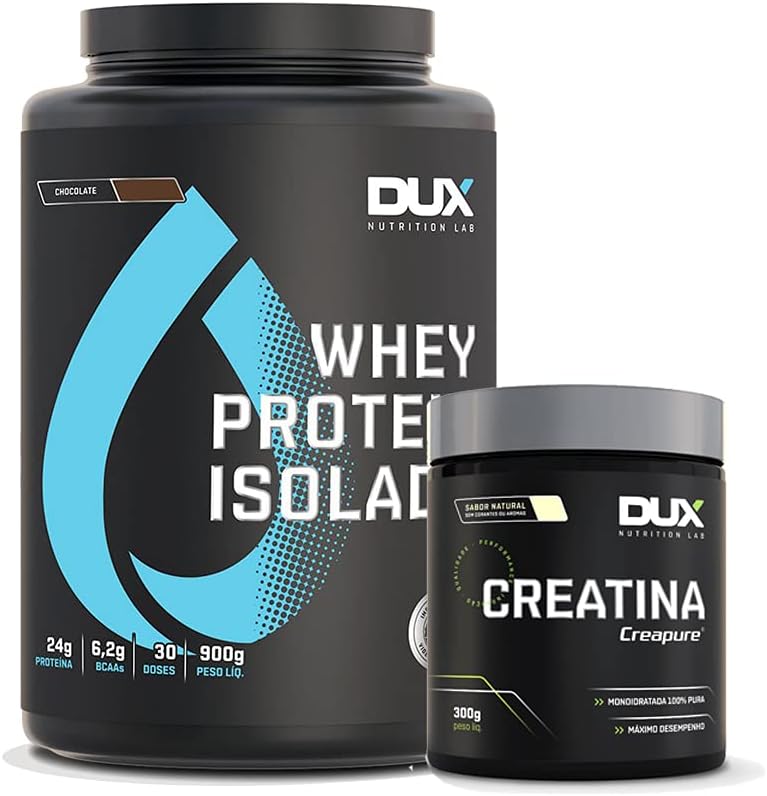 Kit 1 Whey Isolado 900g Sabor Chocolate + Creatina Creapure 300g – Dux Nutrition
