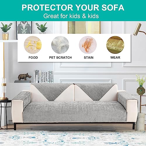 Aus Weichem Chenille Sofabezug 1/2/3/4 Sitzer L Form Sofa Couch überzug Ecksofa, Neue Universelle Rutschfeste Sofa Überwurf, Solide Dicke Strukturierte Sofaschoner für Wohnzimmer(Grau, 70x150cm)