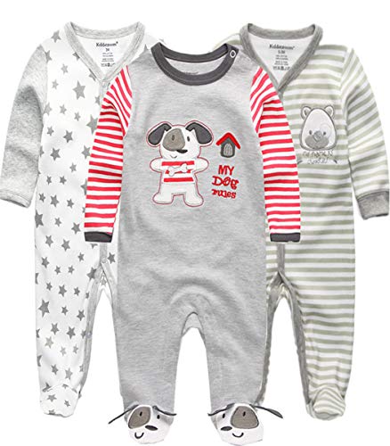 Kiddiezoom Baby-Jungen Mädchen Schlafstrampler, 3er Pack,0-3 Monate Cover