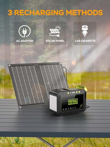 MARBERO Camping Solar Generator 88Wh Portable Power Station 120W Peak Generator with Solar Panel Included 21W, AC, DC, USB QC3.0, LED Flashlight for Outdoor Home Camping Fishing Emergency Backup - Image 7