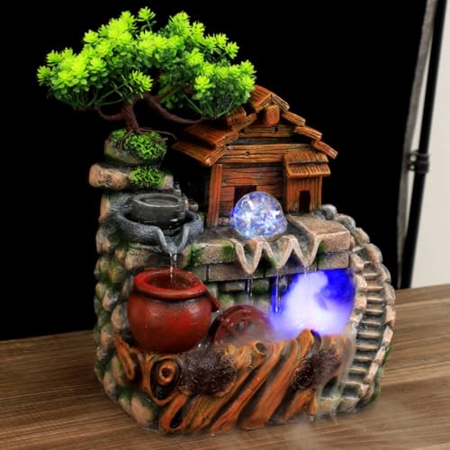 Charocean Zimmerbrunnen mit LED Beleuchtung - Tischbrunnen Indoor Zimmerbrunnen Wasserfall Brunnen mit Nebel Desktop-Brunnen Groß Zimmerbrunnen mit Pflanzen für Home Büro Charocean Zimmerbrunnen mit LED Beleuchtung - Tischbrunnen Indoor Zimmerbrunnen Wasserfall Brunnen mit Nebel Desktop-Brunnen Groß Zimmerbrunnen mit Pflanzen für Home Büro