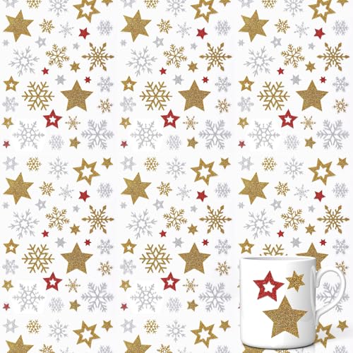 Lot de 296 autocollants de Noël, étoiles pailletées, étoiles dorées, flocons de neige, autocollants de Noël 3D pour calendrier de l'Avent, bricolage