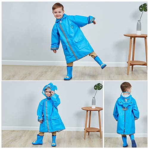 Image of SSAWcasa Rain Poncho Kids,Toddler Poncho with Hood,Waterpoof Rain Jacket Coat,3D Cartoon Children Rainwear for Girl Boy