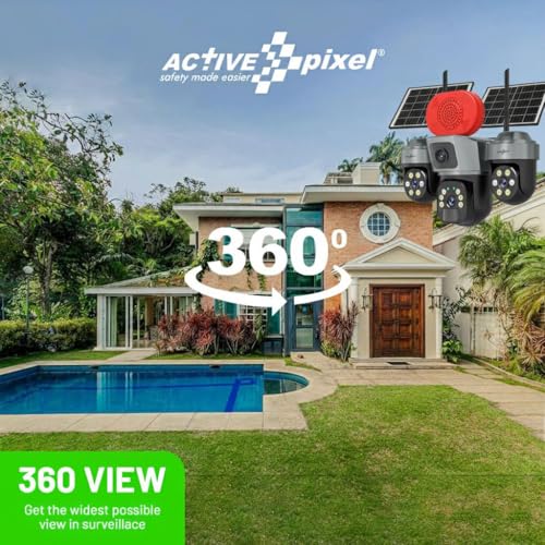 Image of Active Pixel 4Mp Solar 4g Sim Supported with 3 Camera Security System | PTZ 360 + Dual Side Cameras | Motion Detection | Night Vision | Remote Monitoring | Waterproof Outdoor Solar CCTV Light