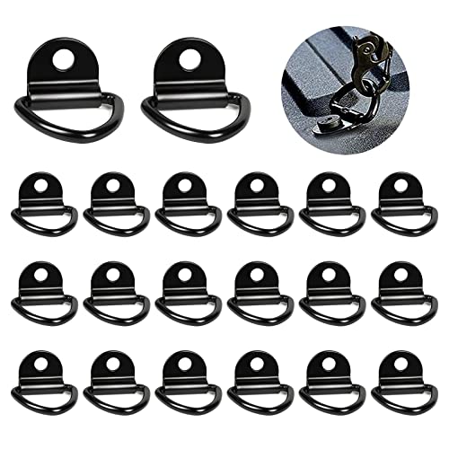 TONAUP Anneaux D'arrimage en D 20 Pièces Traction Anneaux Arrimage Solide Anneaux de Montage en D Anneau D'arrimage en Acier Inoxydable Crochets Anneau D'arrimage pour Remorque Camion Camping Noir
