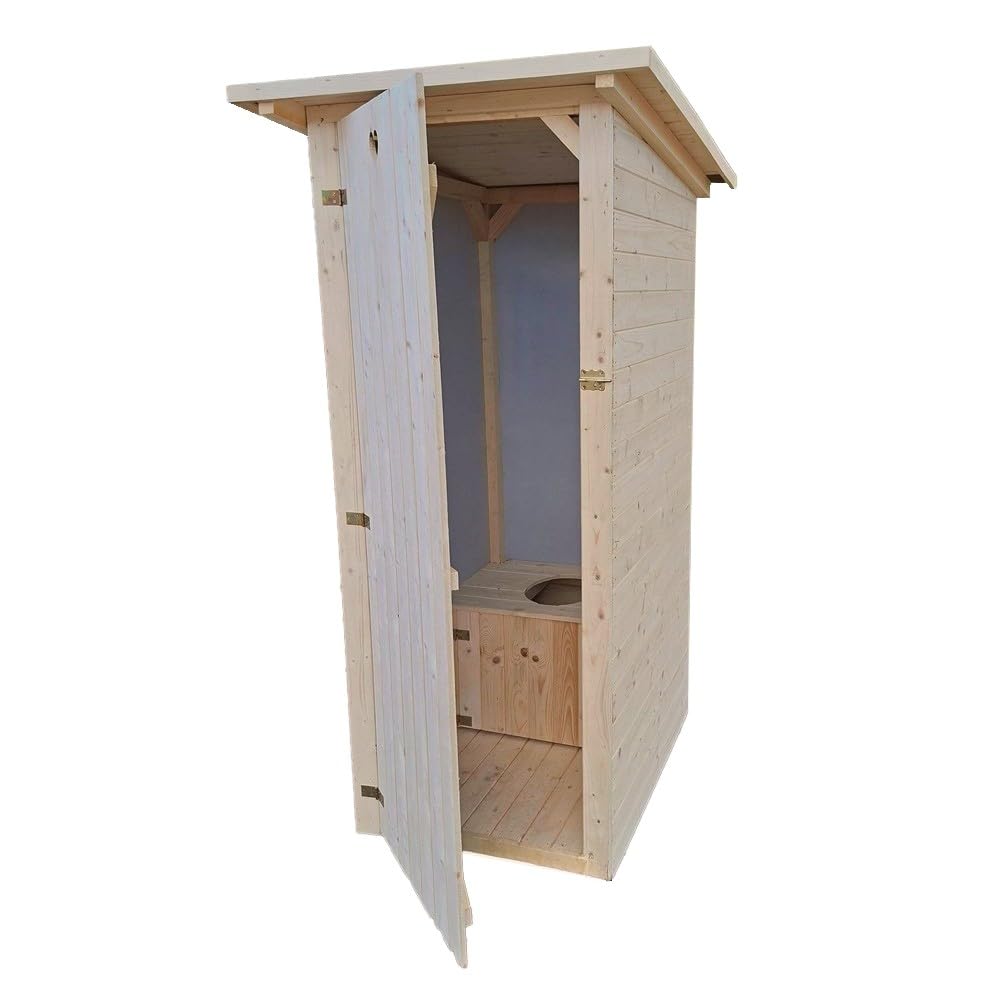 Cabine toilette sèche artisanale extérieur + abattant, seau et sciure 20 L