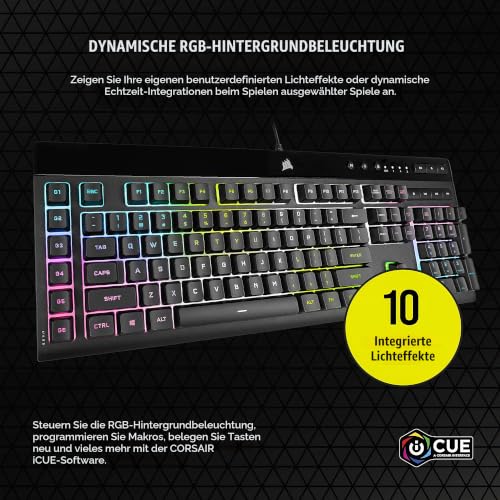 Corsair K55 RGB PRO XT Gaming-Tastatur, kabelgebunden, QWERTY-Layout, Schwarz – Ansicht 3