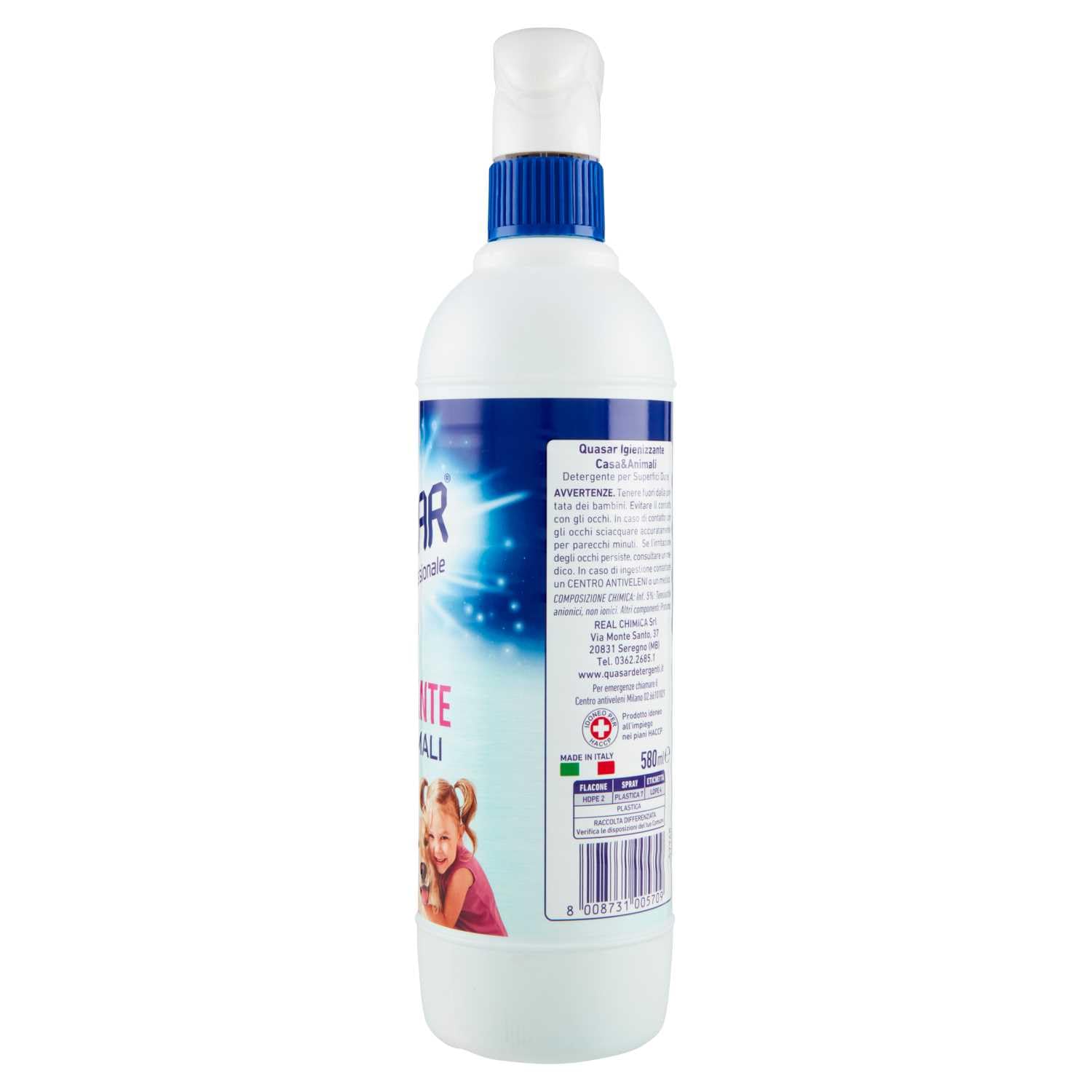 Quasar Igiene Casa e Animali - Limpiador en aerosol higiénico, para el hogar y los animales, 580 ml + llavero Beni Culinari gratuito