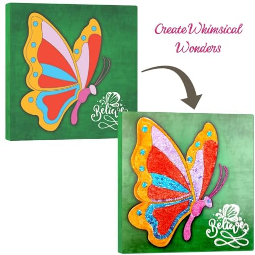 Image of TOYKRAFTT Sand Sequin Art Butterflies Themed Kit, Craft for Kids Ages 5 to 7 Years Old, Gift for Girls Boys, Art and Craft Kit