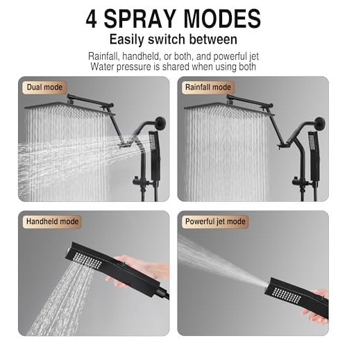 Image of All Metal 10 inch Luxurious Rain Shower Head with Handheld Spray, Power Jet