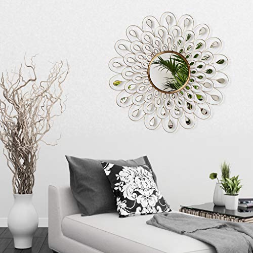 Empire Art Direct Flower Burst Bling Round Wall Gold Metal Frame Surrounded By Many Smaller Acrylic, Vanity, Bethroom Mirror, 36 X 1.18 X 36, Clear #TOP3