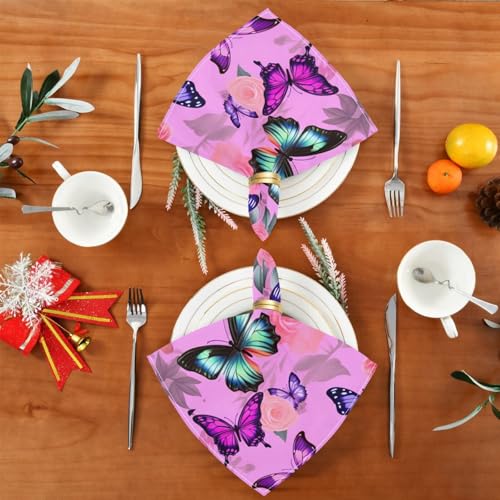 Servilletas de Tela Reutilizables Mariposa Rosa Pack x4 miniatura 4