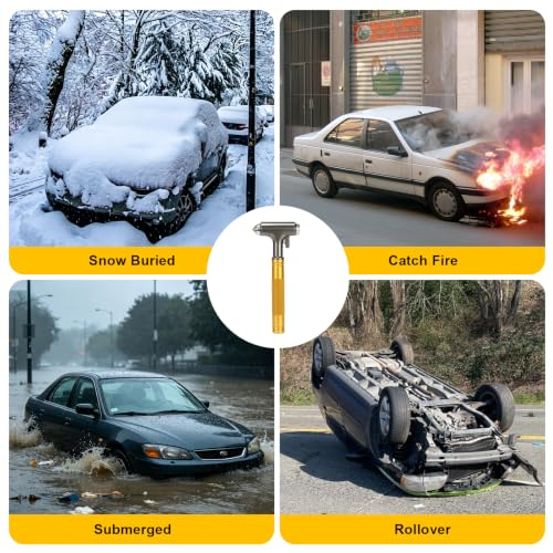 Image of Window Breaker, 3 in 1 Car Safety Hammer and Seat Belt Cutter Safety Emergency Car Escape Tool (Yellow) | Road Trip Essential and Must Haves