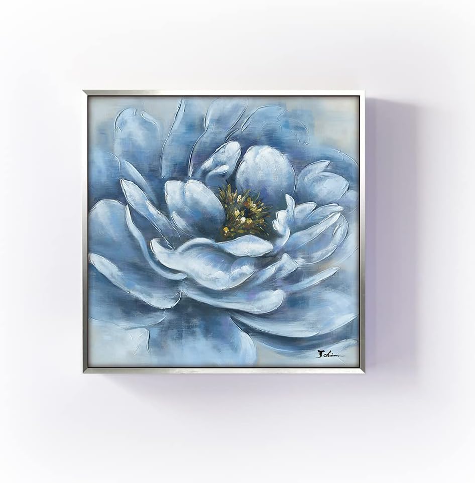 Yidepot Blue Flowers Wall Decor Peony Wall Art Blue Flower