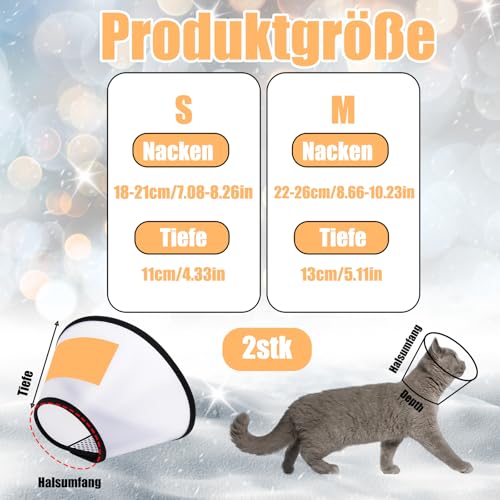 2 Stück Katzen Halskrause, Halskrause Katze, Schutzkragen für Katzen und kleine Hunde, Postoperative Wundschutz, Verhindert Lecken und Kratzen, Leichtes und bequemes Design