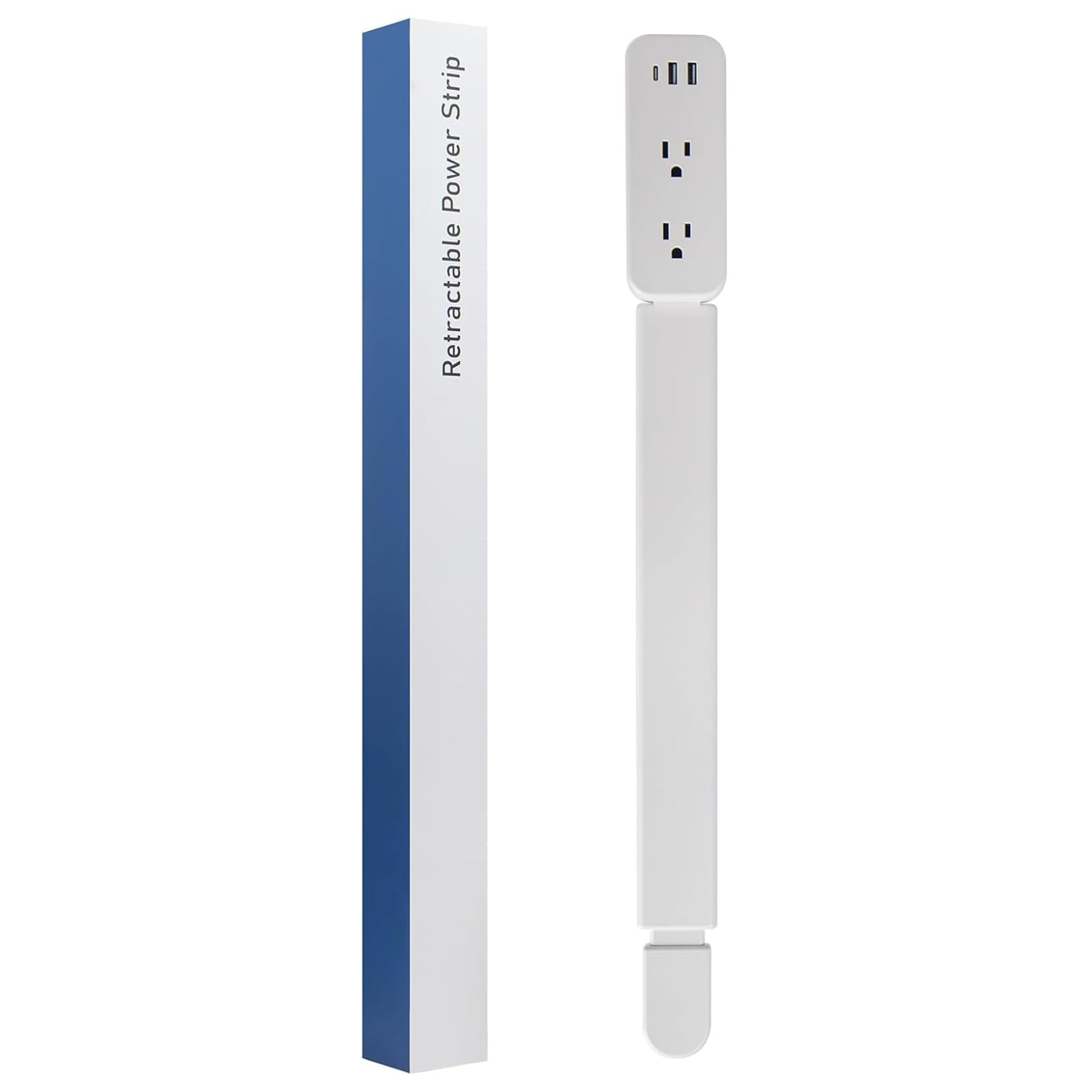 Electrical Outlet Extender Stick - Features USB-A, USB-C and 2 AC Outlets, Extends 22"-34", Rotates 180° Access Hard-to-Reach Outlets, Wall Plug Power Socket Expander Nightstands, Sofa, Desks and More