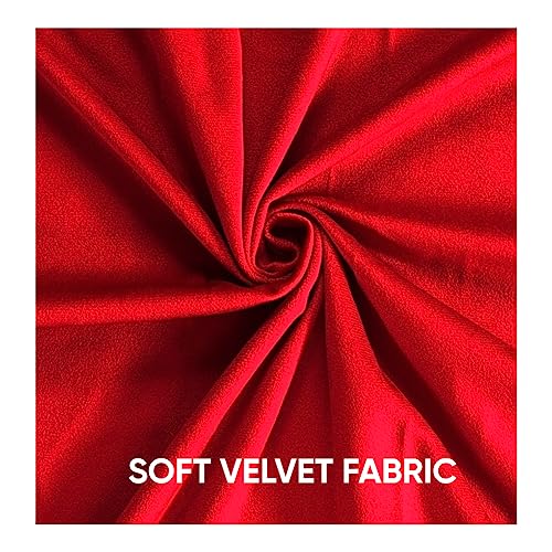 Image of Amazon Brand - Umi Velvet Eyelet Door Curtains with pom pom Lace for Living Room Bedroom Kitchen 1 pc Pack in Red Color (Door - 4 feet x 9 feet)