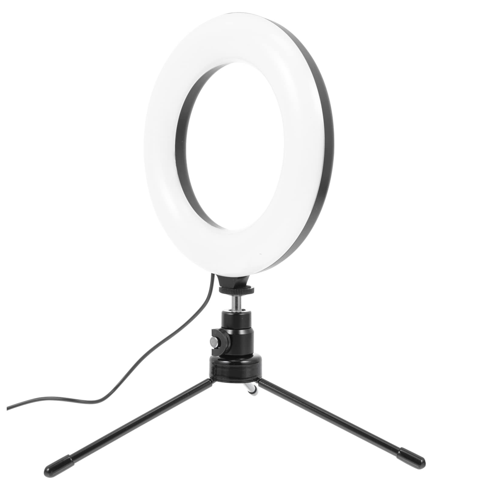 Angoily 6 Clip-on Led Ring Light for Streaming Fill Light Tripod Desk Lamp for Computer Abs Material 360° Rotatable for Vlogging
