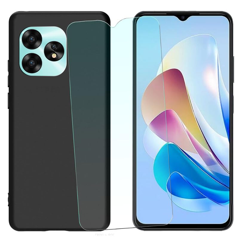 Shockproof Case & Screen Protector for Umidigi A15/A15C/A15T 6.70 - inch Phones, Black (1 Pack)