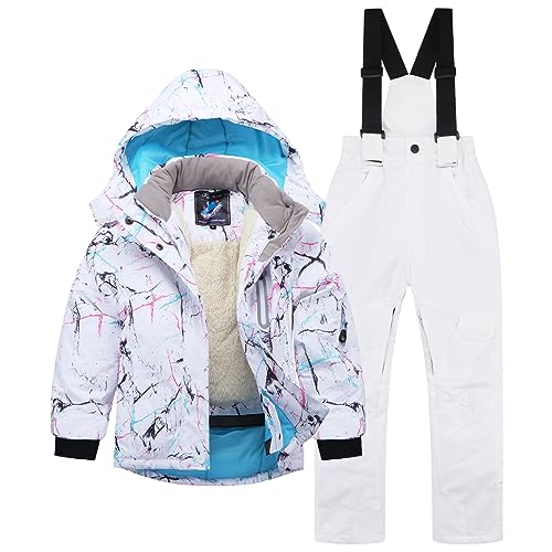 Kids Ski Jacket & Pants Set Winter Snowboarding Rain Coats Girls Boys Snow Suits