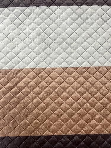 Image of Brown Stripes Quilted Velvet Sofa Cover - 5-Seater (3+1+1) - Premium Hotel-Style Look - Soft Quilted Velvet - Anti-Slip Backing - Indian Size Fit - Couch Cover - Made in India
