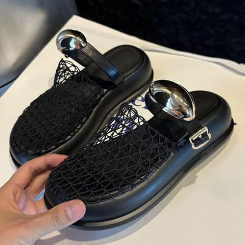 Jelly Mules for Women Woven Clear Mesh Jelly Wedge Sandals Slip On House Slippers Strap Water Flat Barefoot Dress Shoes Waterproof Lightweight Breathable No Slip Thick Chunky Soft Sole Summer Slides3