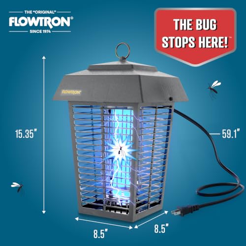 Image of Flowtron Bug Zapper, 1 Acre Outdoor, 40W UV Bulb, 5600V Zap Grid, Grey | Protects yards, patios, and farms - octenol lure attracts and helps eliminate mosquitoes, flies, and gnats - ETL certified