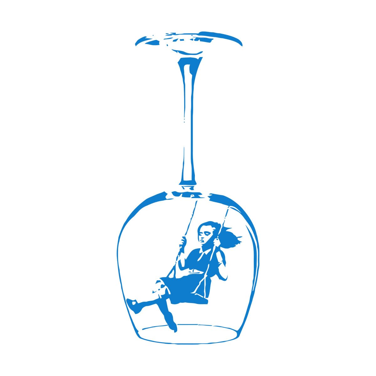 Fine Carving Decals Swing Girl Graffiti Street Culture Wine Glass Kitchen Restaurant 63x138cm Self Adhesive Extra Large Blue