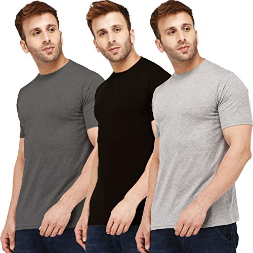 Image of Solid Men Half Sleeve Round Neck T-Shirt (Pack of 3)