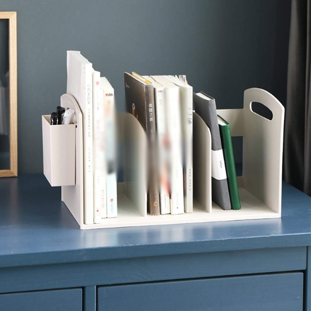 Libreria da scrivania, piccola combinazione per forniture per ufficio con scatola portapenne, libreria compatta per organizzare documenti e cancelleria