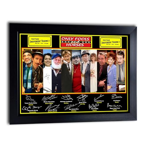 Poster Only Fools and Horses dédicacé par David Jason et le cast format A4 sous cadre noir