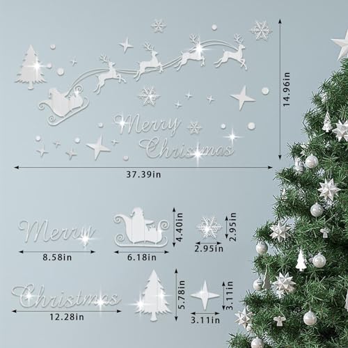 Autocollants de Noël pour mur rigides effet miroir 3D