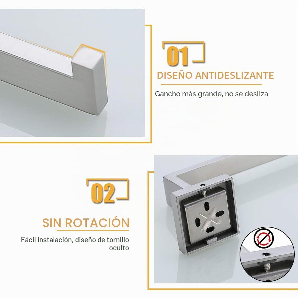 Turs de 3 Piezas Baño Accesorio Establecer Sus 304 Acero Inoxidable Inodoro Papel Titular Toalla Bar/Titular Gancho de Bata Montaje en Pared, Cepillado, Q7010BR