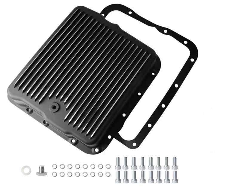 Transmission Oil Pan with Drain Plug, Bolts and Gasket, Compatible with GM 700R4 4L60 4L60E, Pan Depth 2-5/8", #OE SP8594BK