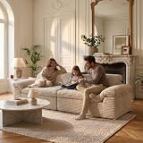 Vesgantti 260 cm 3-Sitzer Boneless Sofa, Cloud Cord, Cremeweiß