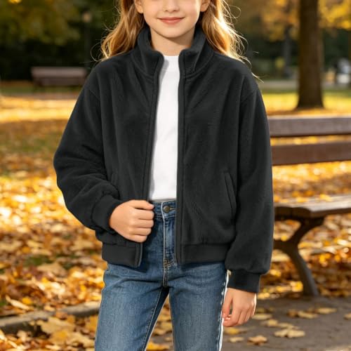 Hvyesh Girls Fleece Jacket Stand Collar Zip Up Girls Fleece Jackets - image 8