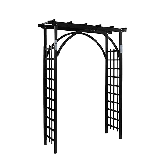 VINGLI 85in Wooden Arbor, Wedding Arch for Ceremony, Wood Trellis for Plant Climbing, Christmas Decor Pergola for Garden Backyard, Lawn (Black)