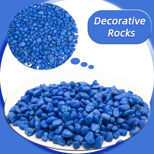 Image of Blue Pebbles for Crafts, 0.9 Pound Natural Polished Aquarium Gravel, Decorative Pebbles for Indoor Plants, Turtle Tank, Vase, Succulents Cactus, Garden Landscaping