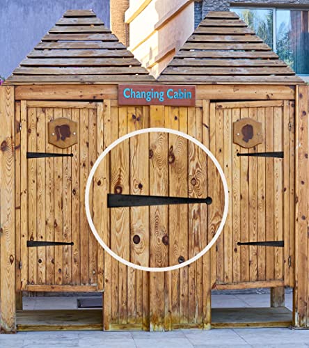 Akatva Black Antique Iron Hand Forged False Hinge Front Set - 2 Piece Gate False Hinges For Wooden And Metal Fences, Doors, Cabinets - Hardware Kit - Black Powder Coated Finish #TOP2