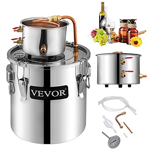 VEVOR Destilador de Agua 12.3L 3.3 GAL de Calentamiento Automático Destilador de Agua Elaboración de Agua de Acero Inoxidable 304