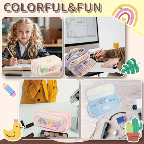 Image of Large Capacity Pencil Case with Compartments for Girls, Pen Bag for School | Multi-Compartment Pencil Case Massive Storage Capacity Durable Zipper Students College Office Stationery Essentials