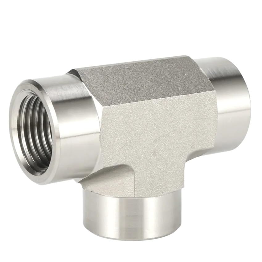 SS316 Female Tee NPT BSPT 1/8" 1/4" 3/8" 1/2" 3/4" 3 Way Connector 3000psig 20MPa Pipe Fitting Stainless Steel(Female BSPT Tee,1/8") Barb Fittings