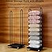 Heavy Duty Pillow Rack with Lockable Wheels, Floor Standing Pillow Storage Organizer Cushion Holder, Space Saving Pillow Display Stand, Multi-Purpose Metal Blanket Rack