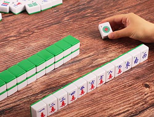 Zgme Chinese Mahjong Set, Professional Mah-Jongg Game Set, Complete Traditional Mah Jongg With 146 Large Numbered Melamine Tiles(1.5’’,Green), Classic Carrying Case (Majiang, Ma Jong, Maj Jong,中式麻將) #TOP6