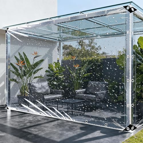 Bâche imperméable en PVC 170 x 230 cm avec œillets et corde, auvent extérieur transparent pour camping, protection de toit zebo