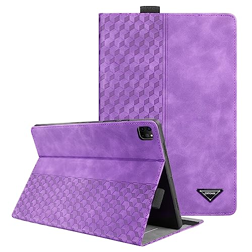 CXTCASE Case for iPad Pro 12.9 2022/2021/2020/2018,PU Leather Business Cover with Pencil Holder,Protective Case Tablet Shell for iPad Pro 12,9 Inch (6. 5. 4. und 3. Generation),Purple