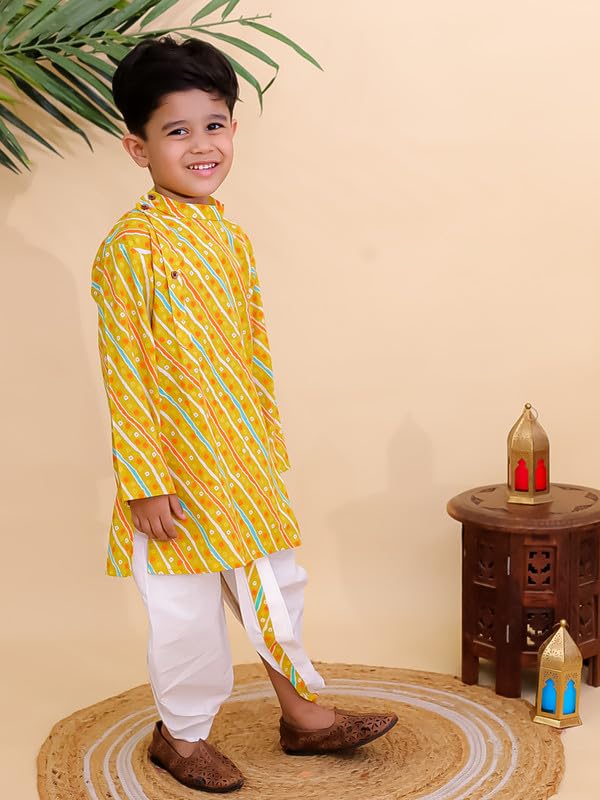 Image of superminis Boys Cotton Solid Jacket, Kurta Dhoti Set