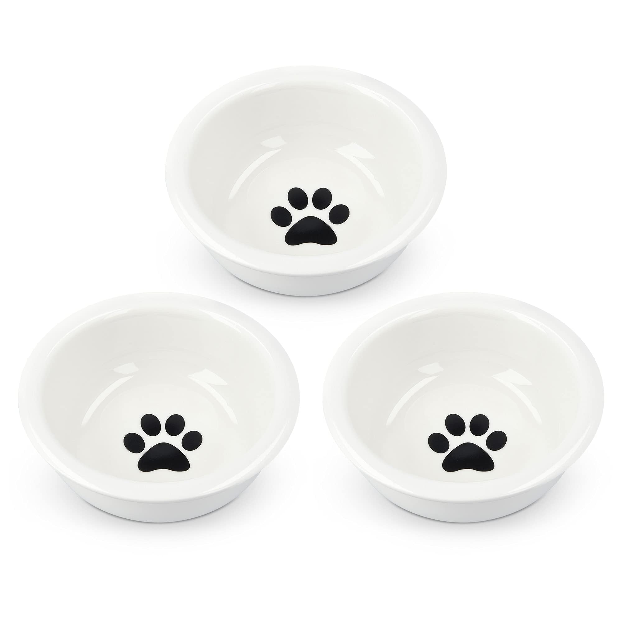 Navaris 3X Fressnapf aus Keramik Futterstation Set - Katzennapf Hundenapf 3 Stück - Futternapf Katze Hund - Napf in Schwarz Weiß